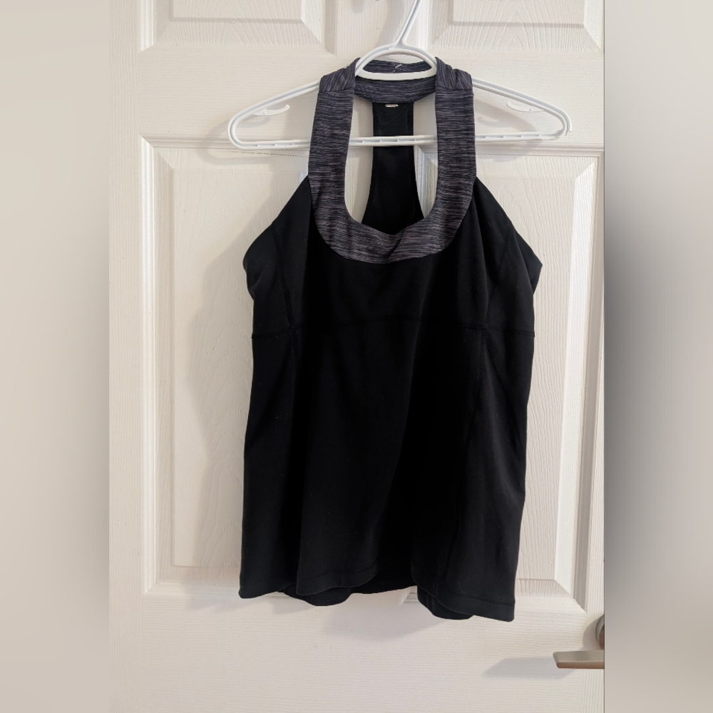 Lululemon Scoop Me Up Built In Bra Racerback Tank Black Purple Yoga Workout  -12